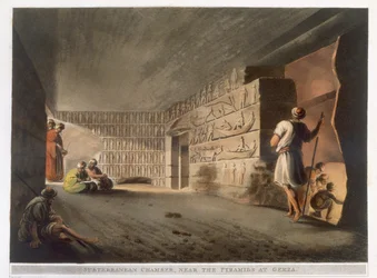 Unterirdische Kammer in der Nähe der Pyramiden von Gizeh, Tafel 9 aus 